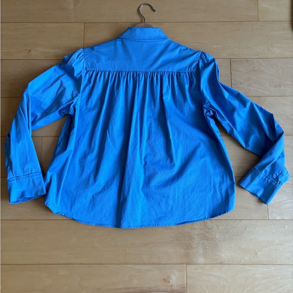 Maje Cinema Cropped Blue Button Down Shirt - Picture 9 of 17